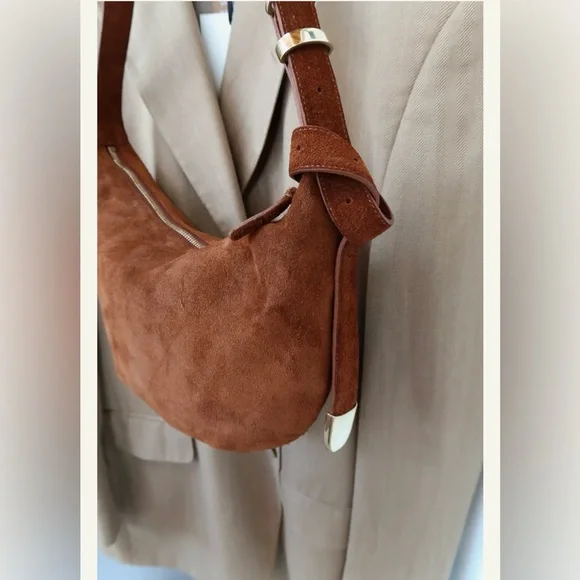 Caramel Suede Handbag - Picture 5 of 5